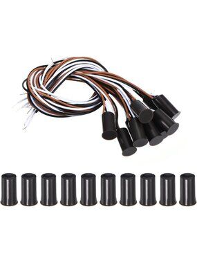 Magnetic Reed Switch 10 Pack - Wired Door & Window Alarm Contact Sensors, Brown